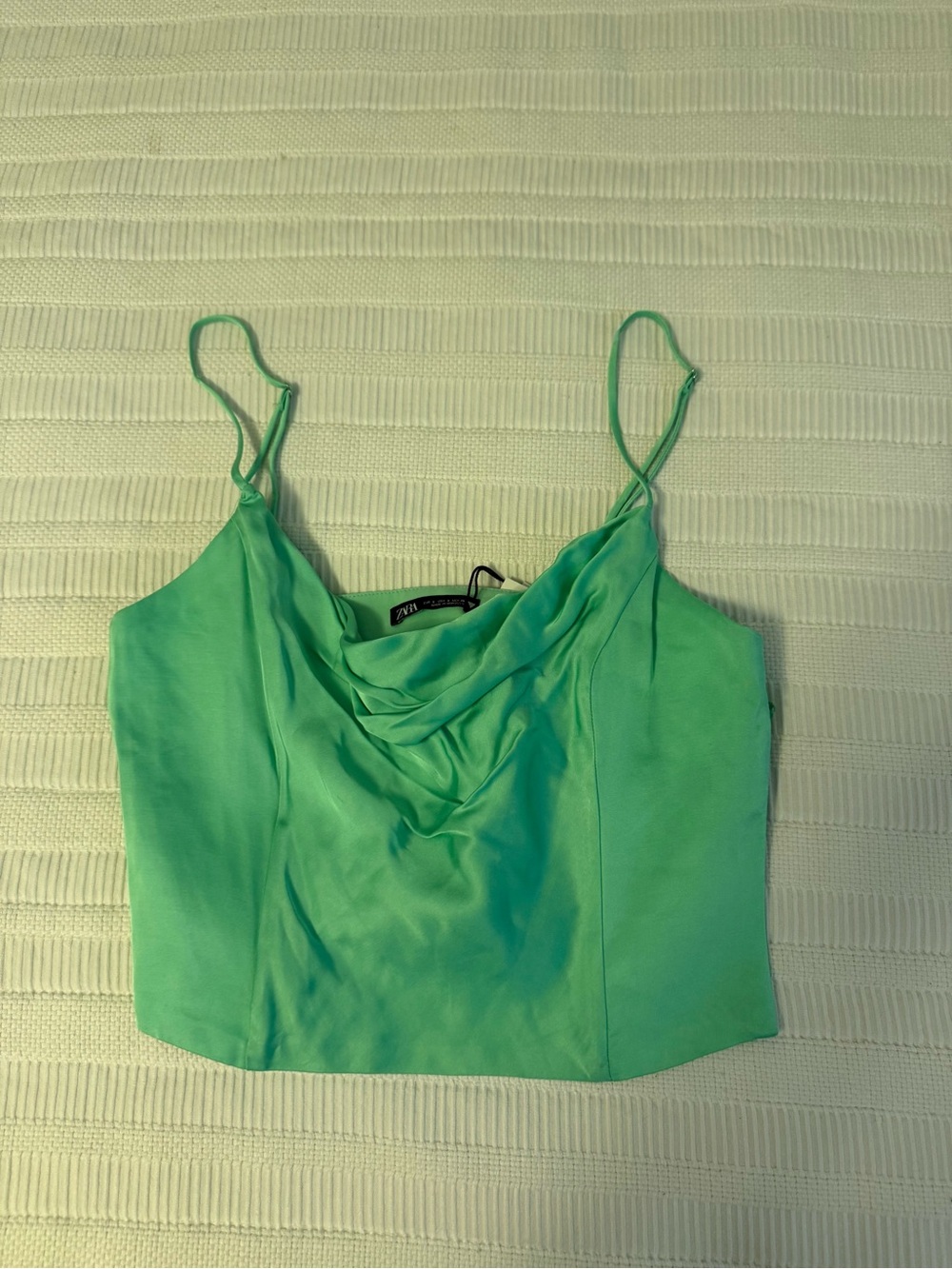 Zara Mint Green Cowl Neck Satin Camisole
